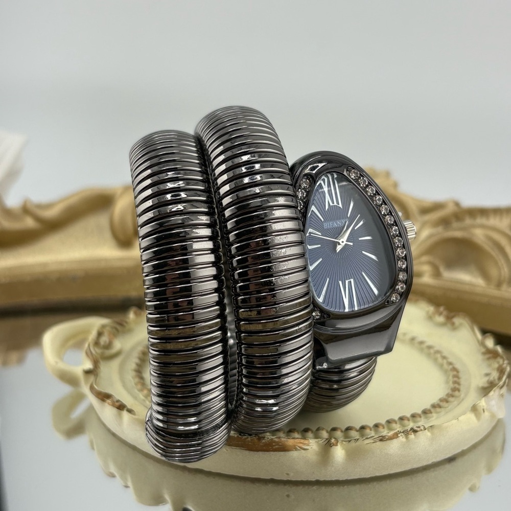 Serpenti Wrap Bracelet Watch – Black-Gray Tone / Dark Blue Dial ✨ - Picture 6 of 15
